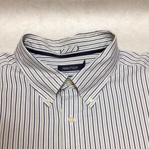 Nautica Oxford Stripe Long Sleeve Button Down Shirt, Size 3X.